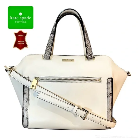 Like New Genuine Leather white large medium convertible bag satchel - Picture 16 of 16